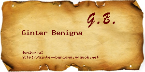 Ginter Benigna névjegykártya